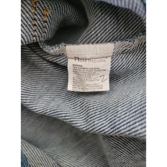 Rose Republic Wide Leg Denim Overalls With Frayed Pockets Women's Sz M - Picture 7 of 8